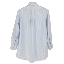 画像をギャラリービューアに読み込む, エディー バウアー Eddie Bauer 長袖シャツ ボタンダウン 未使用 タグ付き シミあり 175 100B ホワイト ブルー ストライプ柄【中古】【新品同様】【美品】