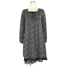 画像をギャラリービューアに読み込む, ドレスキップ DRESKIP 長袖 ワンピース チュニック 胸元リボン インナー付き サイズ38 モノトーン 水玉柄【中古】
