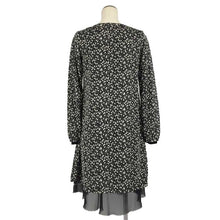 画像をギャラリービューアに読み込む, ドレスキップ DRESKIP 長袖 ワンピース チュニック 胸元リボン インナー付き サイズ38 モノトーン 水玉柄【中古】