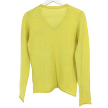画像をギャラリービューアに読み込む, ルシアンペラフィネ lucien pellat finet カシミヤ混 Vネックニット長袖 スカル&リーフ迷彩柄刺繍 M ネオンイエロー【中古】【美品】
