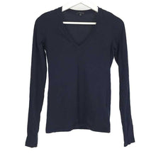 將圖片載入圖庫檢視器 セオリー Theory Vネック カットソー ロンT 長袖Tシャツ サイズ2 M相当 ネイビー【中古】