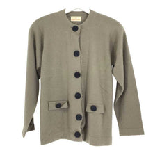 画像をギャラリービューアに読み込む, トラサルディ TRUSSARDI カシミヤ カーディガン 肩パッド入り サイズ42 グリーングレー【中古】