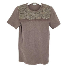 画像をギャラリービューアに読み込む, ブルネロクチネリ BRUNELLO CUCINELLI カットソー 半袖ニット スパンコール装飾 肩パッド付き XXL ブラウン【中古】