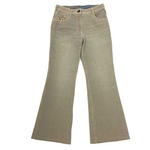 將圖片載入圖庫檢視器 伊太利屋 ストレッチパンツ 9号 ベージュ 千鳥柄【中古】