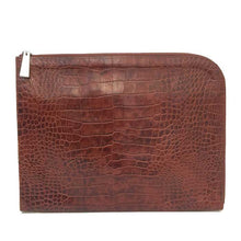 画像をギャラリービューアに読み込む, アニアリ aniary クロコ型押し 書類ケース L字ファスナー クラッチバッグ ブラウン【中古】【美品】