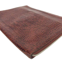 画像をギャラリービューアに読み込む, アニアリ aniary クロコ型押し 書類ケース L字ファスナー クラッチバッグ ブラウン【中古】【美品】