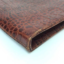 画像をギャラリービューアに読み込む, アニアリ aniary クロコ型押し 書類ケース L字ファスナー クラッチバッグ ブラウン【中古】【美品】