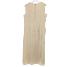 이미지를 갤러리 뷰어에 로드 , ローラアシュレイ Laura Ashley リネンワンピース ノースリーブ 刺繍 麻100% 13号 ベージュ 【中古】