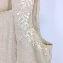 이미지를 갤러리 뷰어에 로드 , ローラアシュレイ Laura Ashley リネンワンピース ノースリーブ 刺繍 麻100% 13号 ベージュ 【中古】