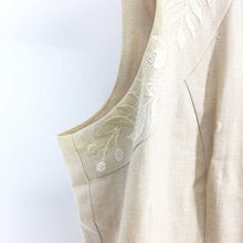이미지를 갤러리 뷰어에 로드 , ローラアシュレイ Laura Ashley リネンワンピース ノースリーブ 刺繍 麻100% 13号 ベージュ 【中古】