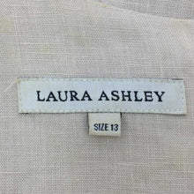 이미지를 갤러리 뷰어에 로드 , ローラアシュレイ Laura Ashley リネンワンピース ノースリーブ 刺繍 麻100% 13号 ベージュ 【中古】