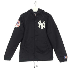 画像をギャラリービューアに読み込む, シュプリーム Supreme 15SS MAJESTIC NY Yankees satin Hooded Coaches JACKET コーチジャケット M ブラック【中古】【美品】