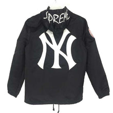 画像をギャラリービューアに読み込む, シュプリーム Supreme 15SS MAJESTIC NY Yankees satin Hooded Coaches JACKET コーチジャケット M ブラック【中古】【美品】
