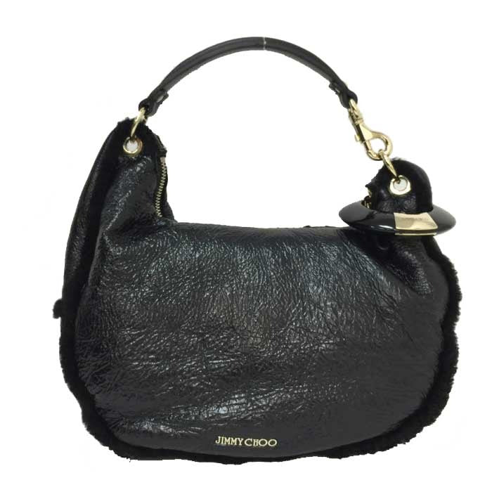ジミーチュウ Jimmy Choo スカイバッグ ポーチ付き ワンショルダーバッグ  ブラック【中古】【美品】 ジミーチュウ Jimmy Choo スカイバッグ ポーチ付き ワンショルダー