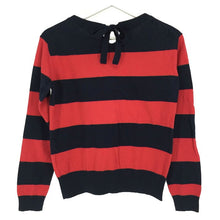 画像をギャラリービューアに読み込む, ブルーレーベルクレストブリッジ BLUE LABEL CRESTBRIDGE バックリボントップス セーター サイズ38 ネイビー レッド ボーダー柄【中古】