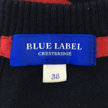 画像をギャラリービューアに読み込む, ブルーレーベルクレストブリッジ BLUE LABEL CRESTBRIDGE バックリボントップス セーター サイズ38 ネイビー レッド ボーダー柄【中古】