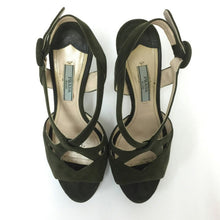 画像をギャラリービューアに読み込む, プラダ PRADA バックストラップ スエードサンダル 23cm程度 グリーン【中古】