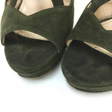 画像をギャラリービューアに読み込む, プラダ PRADA バックストラップ スエードサンダル 23cm程度 グリーン【中古】