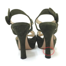 画像をギャラリービューアに読み込む, プラダ PRADA バックストラップ スエードサンダル 23cm程度 グリーン【中古】