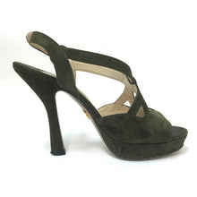 画像をギャラリービューアに読み込む, プラダ PRADA バックストラップ スエードサンダル 23cm程度 グリーン【中古】