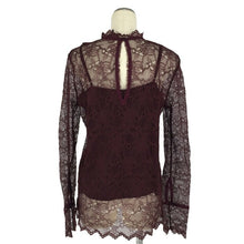 画像をギャラリービューアに読み込む, セオリー theory レースブラウス インナー付き M バーガンディ【中古】
