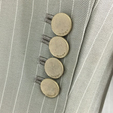 画像をギャラリービューアに読み込む, モガ MOGA スカートスーツ セットアップ 肩パッド入り サイズ3 L相当 グレージュ ストライプ柄【中古】