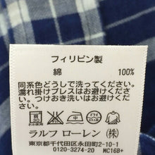 画像をギャラリービューアに読み込む, ラルフローレン Ralph Lauren 長袖シャツ ボタンダウン 綿100% S ネイビー チェック柄【中古】【新品同様】【美品】