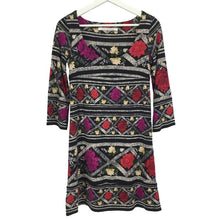 画像をギャラリービューアに読み込む, ダイアンフォンファステンバーグ DIANE von FURSTENBERG 7分袖 ワンピース 黒 花柄 総柄 サイズ0 S相当【中古】