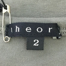 画像をギャラリービューアに読み込む, セオリー Theory Uネック 7分袖 Tシャツ カットソー ストレッチ素材 サイズ2 9号 M相当 カーキ【中古】【美品】