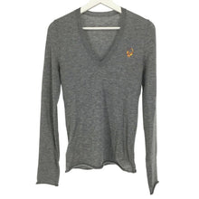 画像をギャラリービューアに読み込む, ルシアンペラフィネ lucien pellat finet スカル Vネックカシミヤニット セーター カシミヤ100% M グレー【中古】