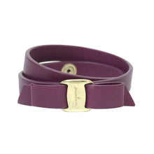 画像をギャラリービューアに読み込む, フェラガモ Salvatore Ferragamo ヴァラリボン ブレスレット 2連 レザー ボルドー【中古】【美品】