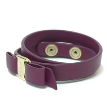 画像をギャラリービューアに読み込む, フェラガモ Salvatore Ferragamo ヴァラリボン ブレスレット 2連 レザー ボルドー【中古】【美品】