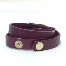 画像をギャラリービューアに読み込む, フェラガモ Salvatore Ferragamo ヴァラリボン ブレスレット 2連 レザー ボルドー【中古】【美品】