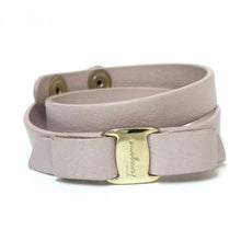 画像をギャラリービューアに読み込む, フェラガモ Salvatore Ferragamo ヴァラリボン ブレスレット 2連 レザー ピンク【中古】【美品】