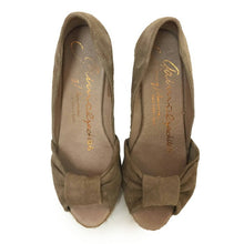 画像をギャラリービューアに読み込む, ガイモ GAIMO リボン スエード ウェッジソールサンダル サイズ37 キャメル【中古】