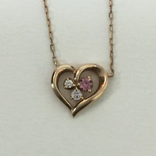 画像をギャラリービューアに読み込む, ヨンドシー 4℃ オープンハートネックレス ダイヤ サファイヤ トルマリン K10 ピンクゴールド【中古】
