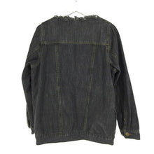 画像をギャラリービューアに読み込む, ソマリ somari imagination ヴィンテージ風 ノーカラーデニムジャケット Gジャン 綿100% F ブラック【中古】