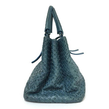 画像をギャラリービューアに読み込む, ボッテガヴェネタ BOTTEGA VENETA イントレチャート ローマバッグ 限定300個 ハンドバッグ トート 256954 ブルー系【中古】