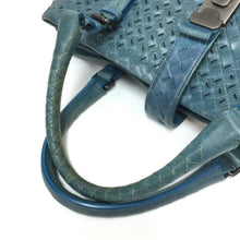 画像をギャラリービューアに読み込む, ボッテガヴェネタ BOTTEGA VENETA イントレチャート ローマバッグ 限定300個 ハンドバッグ トート 256954 ブルー系【中古】
