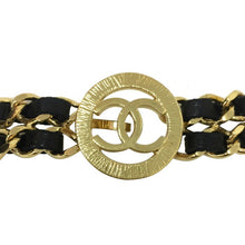 画像をギャラリービューアに読み込む, シャネル CHANEL ココマーク ダブルチェーンベルト 2連チェーンベルト ブラック ゴールド【中古】【美品】