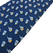 画像をギャラリービューアに読み込む, フェラガモ Salvatore Ferragamo ネクタイ シルク100% ブルー ゾウ柄 アニマル柄【中古】