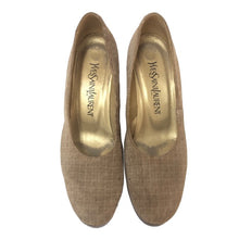 画像をギャラリービューアに読み込む, イヴサンローラン Yves Saint Laurent ラウンドトゥ パンプス サイズ36 23cm相当 ブラウン チェック柄【中古】