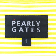 画像をギャラリービューアに読み込む, パーリーゲイツ PEARLY GATES ハーフジップ ノースリーブ フレンチスリーブ ポロシャツ サイズ1 イエロー ボーダー柄【中古】
