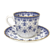 画像をギャラリービューアに読み込む, スポード Spode フルール ド リス カップ&ソーサー ホワイト ブルー ゴールド【中古】【美品】
