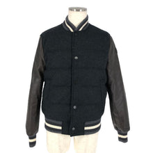 画像をギャラリービューアに読み込む, モンクレール MONCLER レザー切替デザイン スタジャン型 ダウンジャケット THOMAS サイズ3 チャコールグレー ダークブラウン【中古】【美品】