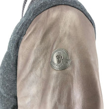 画像をギャラリービューアに読み込む, モンクレール MONCLER レザー切替デザイン スタジャン型 ダウンジャケット THOMAS サイズ3 チャコールグレー ダークブラウン【中古】【美品】