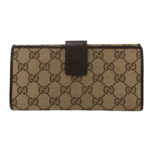 画像をギャラリービューアに読み込む, グッチ GUCCI GGキャンバス Wホック 長財布 181699 ブラウン GG柄【中古】