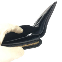 画像をギャラリービューアに読み込む, ロエベ LOEWE Wホック ラウンドファスナー アナグラムボタン 二つ折り財布  ブラック【中古】