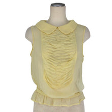 画像をギャラリービューアに読み込む, ヴァレンティノ VALENTINO ノースリーブ シースルートップス シルク100% サイズ42 イエロー【中古】【新品同様】【美品】
