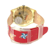 画像をギャラリービューアに読み込む, Swatch スウォッチ 干支シリーズ 戌年 GE178 腕時計 クオーツ シルバー文字盤【中古】 ユニセックス